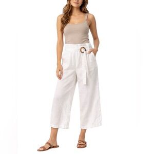 NWT American Eagle Linen Paperbag Wide Leg Cropped Pull-On Pant Self-Belt XL